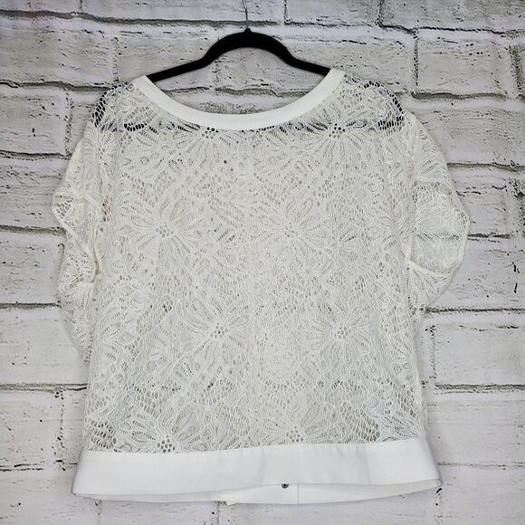 Cabi white floral Ole lacy top 5342 medium - Picture 1 of 8
